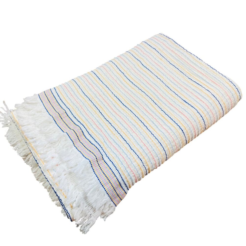INUP Home Fine Linens Fringed 100% Cotton Blanket 47"x70" Shabby Chic Boho